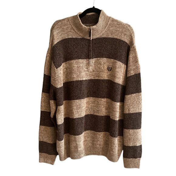 Men’s 2XL XXL Grandpa core half zip thick chunky striped sweater - Picture 1 of 10